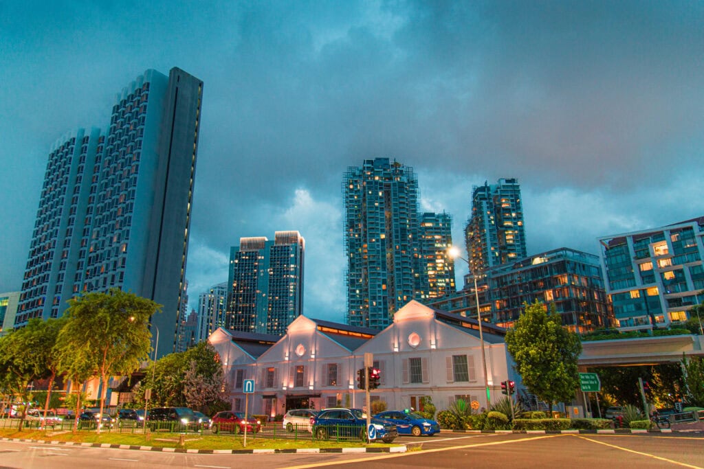 Modern skyscrapers with historical architecture