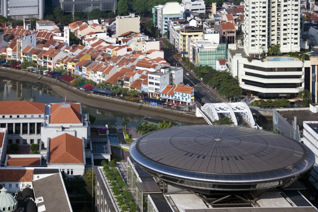 Aerial view of urban landscape.