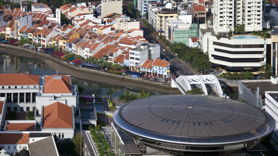 Aerial view of urban landscape.