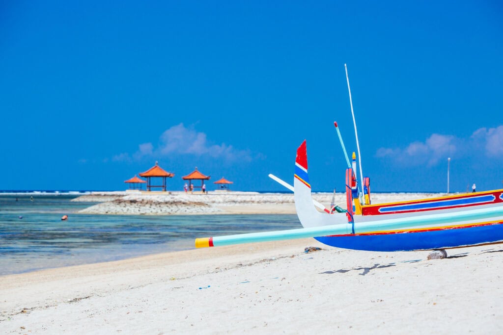 Colorful boats on sandy beach
