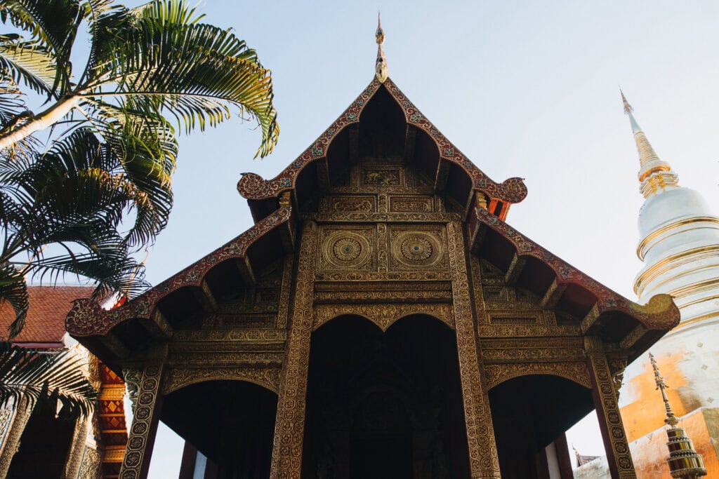 Intricate temple architecture against sky