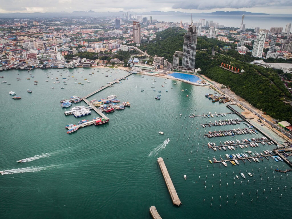 Aerial view of Pattaya beach.