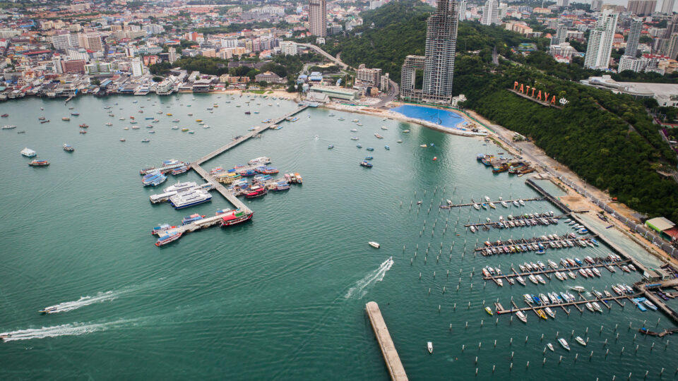 Aerial view of Pattaya beach.
