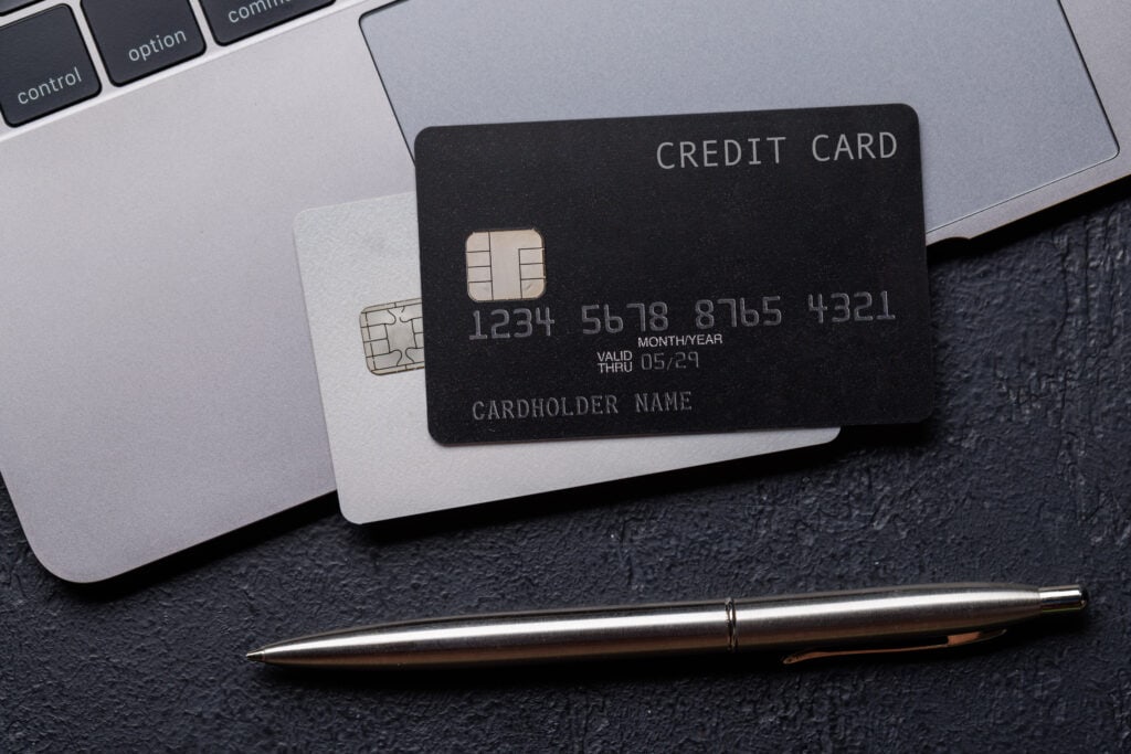 Two credit cards on a table