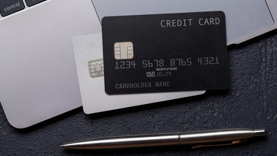 Two credit cards on a table