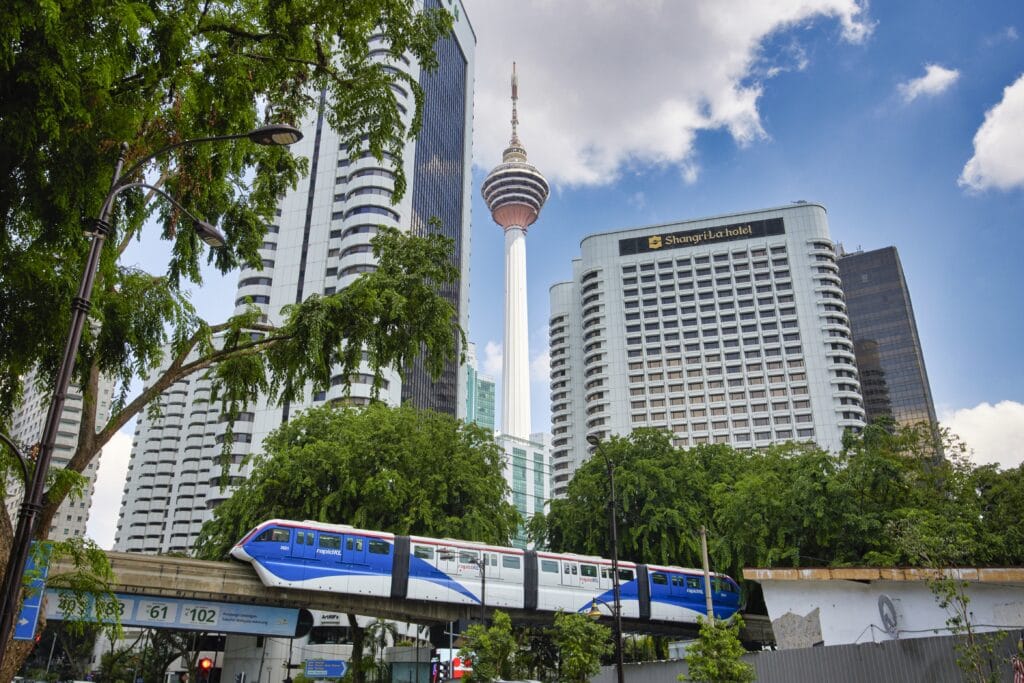 Monorail passing near KL Tower.