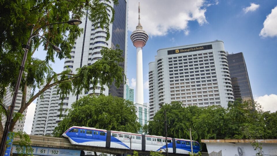 Monorail passing near KL Tower.